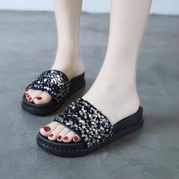 Sandalias Sumanes de moda de verano para mujeres Versión coreana Versión coreana Los zapatos de pastel de esponja grues