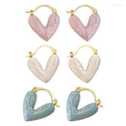 Hoop Earrings Sweet Small Cute Drop Glaze Heart-Shaped Fashionable Birthday Gift Dropship