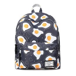 Outdoor Bags Original Designer Brand Women Cute Egg Printing School Backpack For Teenage Girls 14 Inch Laptop Kawaii Bookbag