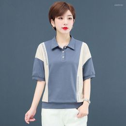 Women's Polos M-4XL Womens Polo Shirts Summer Short Sleeve Turn-down Collar Mixed Colours Loose Breathable Female Tops Tees Ladies Clothes