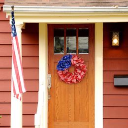 Decorative Flowers Attractive Exquisite Plastic Memorial Day Veterans Wreath Decor Red White Blue Hanging Door Festival Supplies