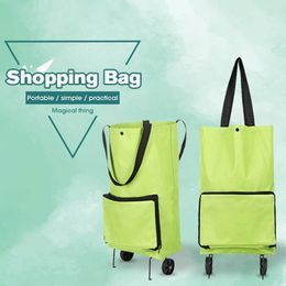 Storage Bags In 1 Foldable Fashion Folding Shopping Bag With 2 Wheels Portable Cart Trolley Grocery Luggage Carrier BagStorage StorageStorag