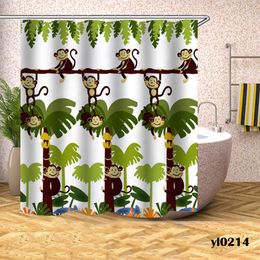 Curtains Monkey Shower Curtains Animals Waterproof Bath Curtains For Bathroom Bathtub Large Wide Bathing Cover Home Cortina De Chuveiro