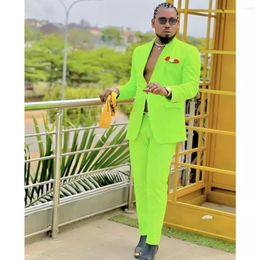 Men's Suits Men's Fluorescent Green Suit Vintage Wedding Man Jacket Groom Tuxedos Slim Fit Custom Made Costume Homme 2 Piece