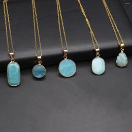 Pendant Necklaces Natural Blue Agates Necklace Multiple Shape Amazonites For Women Making Men DIY Jewerly