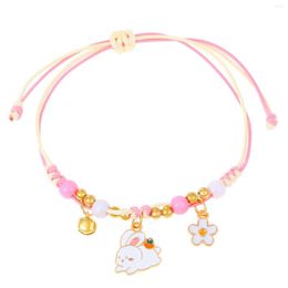 Charm Bracelets Wholesale Cute Pink Flower Bracelet For Women Fashion Butterfly Handmade Braided Sweet Girl Birthday Gift