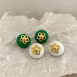 Stud Earrings 2023 Vintage Temperament Green Big For Women Elegant Fashion Star Paint Enamel Allloy Ball Jewelry