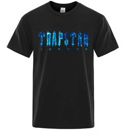 Trapstar London Undersea blue Printed TShirt mens Summer Breathable Casual Short Sleeve Street Oversized Cotton Brand T Shirts 220615