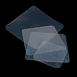 Table Mats & Pads 4Pcs Silicone Wraps Food Fresh Keep Covers Reusable Stretchy Airtight Dish Bowl Wrap Caps Anti Slip For Kitchen