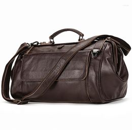 Duffel Bags Men Real Cow Leather Large Capacity Travel Handbag Women Shoulder Bag Duffle Tote Casual Unisex Messenger Crossbody
