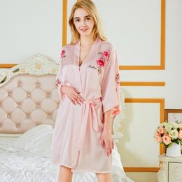 Women's Sleepwear Style Fashion Women Bathrobe Floral Print Satin Chiffon Luxury And Elegent Robe Ladies Home Clothes Sp0087