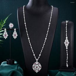 Necklace Earrings Set Soramoore Long Sexy Breast Bracelet Ring Jewellery For Bridal Wedding Luxury Super Sweet CZ Fashion Gift