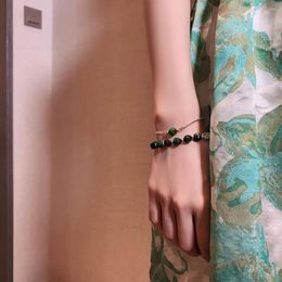 Charm Bracelets Green Gemstone Bracelet For Women Luxury Simple Pearl Hand Jewelry Link Designed Adjustable