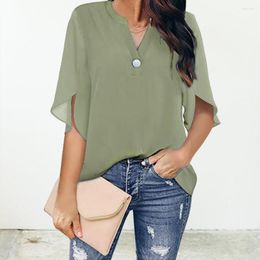 Women's Blouses Women Summer T-shirt Pullover Blouse Button Half Sleeves Lady Female Clothes