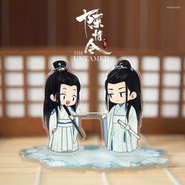 Keychains The Untamed KeyChain Men Dao Zu Shi Key Chain Women Lan Wangji Wei Wuxian Plate Desk Decor Doll Standing Collection Ornament