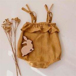 Hair Accessories Born Baby Sling Ruffle Solid Color Linen Rayon Romper For Summer Daily Wear Outfis 6 Girls Clothes Winter