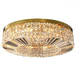 Ceiling Lights LED E14 Stainless Steel Crystal Golden Lamp Round Modern Indoor Lighting Warm For Dinning Bedroom Living Room Luminaire