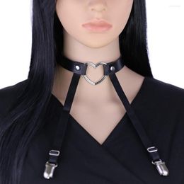 Belts Europe And The United States Hollow Out Heart Necklace Anti-slip Anti-exposed Chest Clip One Body Sling Sexy Leather Collar