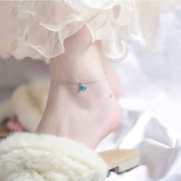 Charm Bracelets Fashion 925 Sterling Silver Fine Women's Jewelry Blue Fish Tail Anklet Bracelet Mermaid Ankle Chain Woman Best Gift Birthday AA230506