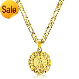 Wholesale custom Jewellery plating 18k gold 26 letter Initial Pendant Necklace chain fashion copper necklace for women