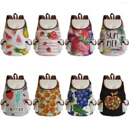 School Bags Strawberry Print Backpacks Girls Casual Fruit Student High Capacity Women Drawstring Shoulder Schoolbags