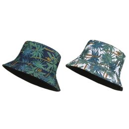 Berets Summer Cotton Bucket Hat Coconut Tree Men Women Outdoor Hip Hop Foldable Bob Fisherman Casual Travel Gorros Panama Caps