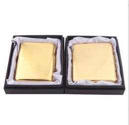 Smoking Pipes New Metal Stainless Steel Flap Smooth Face Cigarette Box Gold and Silver 16 Pack 20 Pack Compression Storage Box