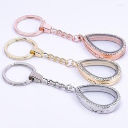 Keychains 5PC Teardrop Crystal Keychain For Women Glass Floating Charm Water Drop Locket Pendant Trendy Jewellery Gift Supplies