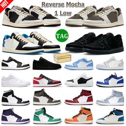 With box 1 1s basketball shoes 1s low lost found Starfish lucky pine green Fragment jumpmen mocha black phantom ts denim sail black Mens Women Trainers Sports Sneaker