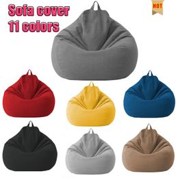 Chair Covers Puff Asiento Sofas Cover Without Filler Linen Cloth Lounger Bean Bag Pouffe Couch Tatami Salon SeatChair