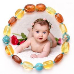 Strand HIYONG Ambers Teething Bracelet Or Anklet For Babies (Unisex) Handmade Original Jewellery Baltic Turquoises Beads