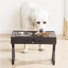 Feeding Dog Stainless Steel Feeder Double Bowls New AntiSlip Elevated Adjustable Height Shelf dogs Feeding Bowls Pets Water Food Feeder