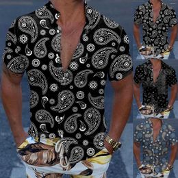 Men's T Shirts Men Casual Short Sleeve Spring Summer Turndown Neck 3D Printed Fashion Top Blouse Leotard