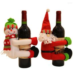 Christmas Decorations Decoration Red Wine Bottle Covers Santa Claus Snowman Mini Toy Small Holder Home Dinner Party Or Gift Table Decor