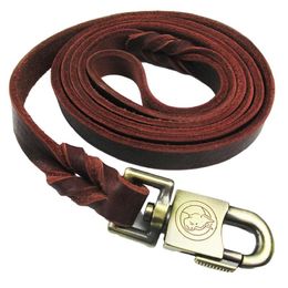 Leashes Braided Genuine Leather Large Dog Leash Long Walking Training Leads pet Traction rope for German Shepherd Golden Retriever Dogs