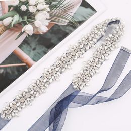 Wedding Sashes NZUK Silver Crystal Pearls Bridal Belt Dress Handmade Rhinestones Bridesmaid Sash For Party