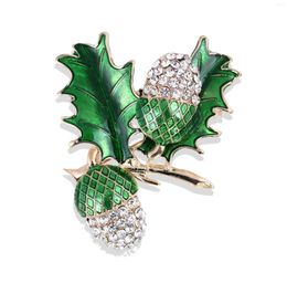 Brooches Rhinestone Pine Nuts Enamel Green Leaf Men Women Alloy Plant Weddings Banquet Party Clothing Suit Jewellery Accesories