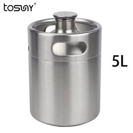 Making Stainless Steel 5L Mini Keg Beer Growler Beer Brewing Portable Mini Bottle Homebrew Growler Beer Making Bar Tool for Picnic