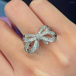 Wedding Rings Romantic Bow Shape Cubic Zirconia Bands For Women Fancy Anniversary Gift Statement Luxury Jewellery