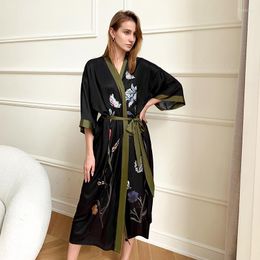 Women's Sleepwear Dressing Gown Women Custom Bathrobe Black Satin Silk Robe Nightie Pyjama Home Clothes