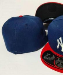 Ready Stock Wholesale High Quality Men's New York Sport Team Fitted Cap LA NY Flat Brim on Field Hats Full Closed Design Size 7- Size 8 Fitted Baseball Gorra Casquette A5