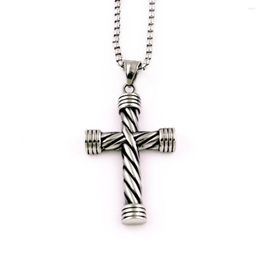 Pendant Necklaces Religious Style Necklace Jesus Christ Cross Amulet Personality Pattern Charm Box Chain Stainless Steel Drop