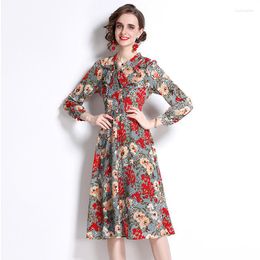 Casual Dresses 2023 Spring Women Long Sleeve Shirt C Printed Laides Loose Party Dress Maxi Beach Vestido