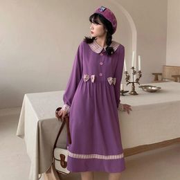 Maternity Dresses 4850# Dress Spring Autumn Long Sleeves Solid Color Patchwork Loose Stylish Pregnant Women Mom