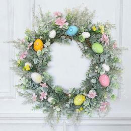 Decorative Flowers Artificial Plants Easter Egg Wreath Garland Front Door Wall Hangings Decorations Ornaments 2023 Spring