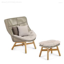 Camp Furniture Custom Rattan Outdoor Sofa Nordic Balcony Courtyard Single Pedal Coffee Table Garden Homestay Recliner Chair