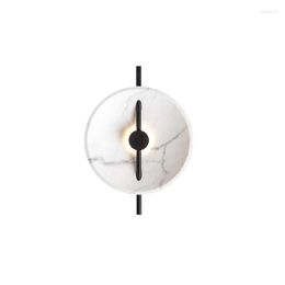 Wall Lamp Modern Imitation Marble Lights Metal Resin Round Sconces For Restaurant Art Bedroom Bedside Decor Lamps WA169