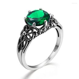 Cluster Rings Handmade Charms Article 925 Sterling Silver Jewellery Design Victorian Female Ancient Green Emerald Ring