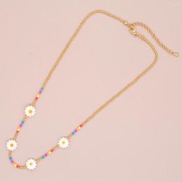 Chains Go2boho Daisy Choker Colourful Gold Bead Chain Necklaces For Women Summer Fashion Boho Statement Jewellery