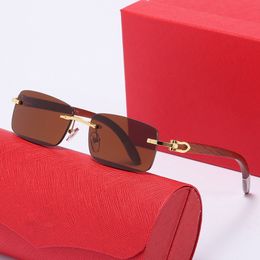 Fashion mens sunglasses for women luxury sun glasses Frameless original wooden leg Sunglass trend optical glass woman